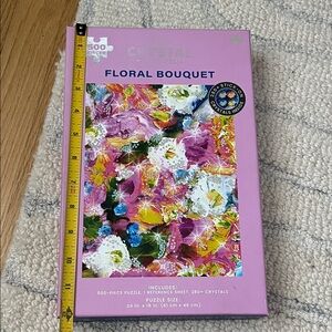 Vibrant Floral Bouquet 500-Piece Puzzle with Crystals
